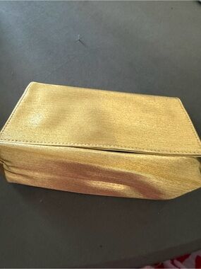 Gold Satin Cosmetic Case for Women - Sleek Travel Pouch
